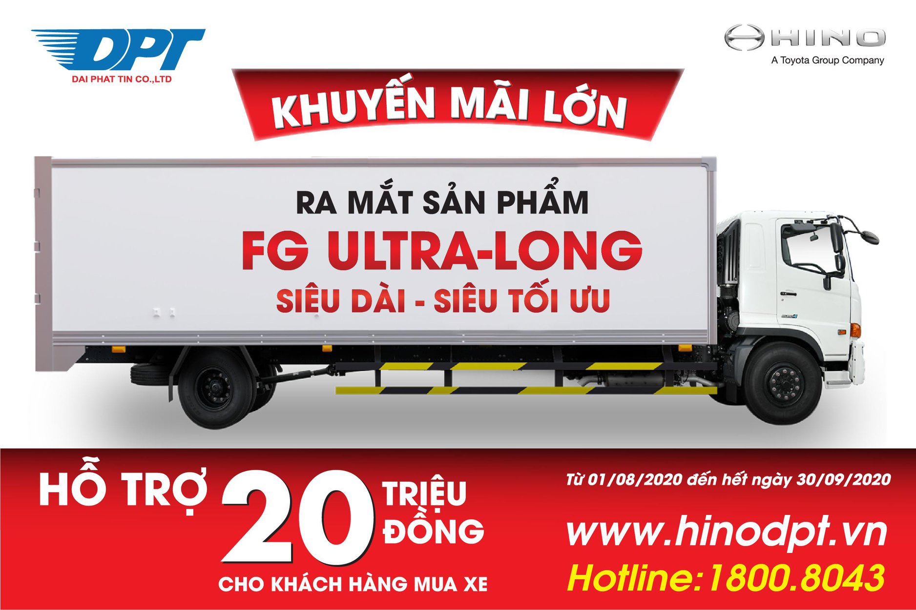Ưu đãi tháng 9 - Tặng 20 triệu khi ký hợp đồng mua xe tải Hino FG Utral Long