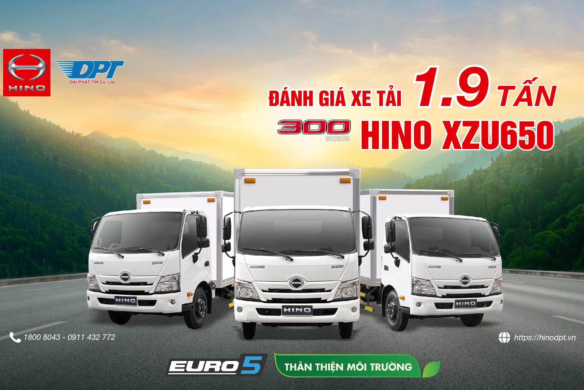 Đánh giá xe tải Hino XZU650 Euro 5 tải trọng 1 tấn 9