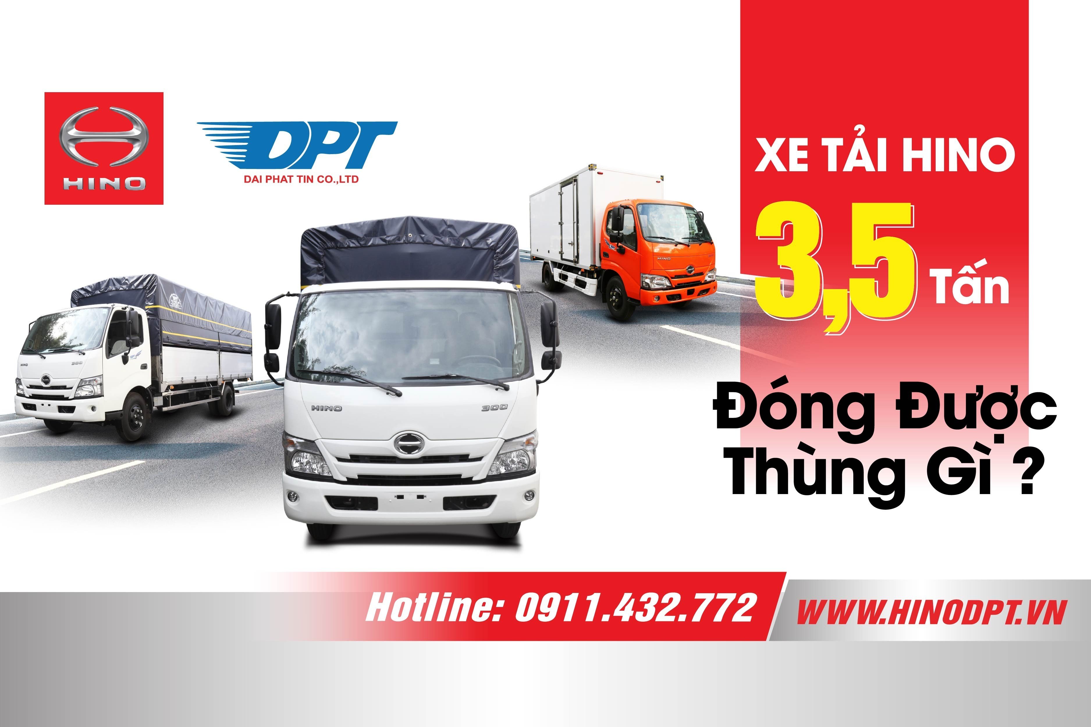 Xe tải hino 3.5 tấn đóng được thùng gì?